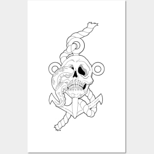 Skull tentacle with anchor transparent Posters and Art